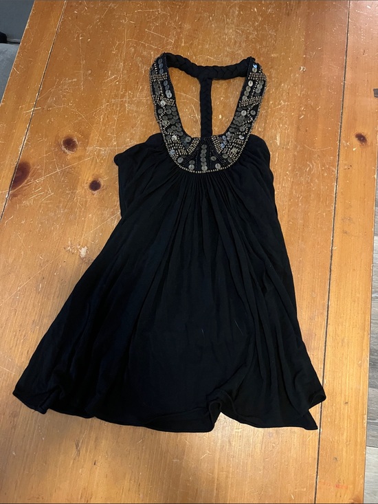 Sky Tops - Sky Black Embellished Halter Tank Top